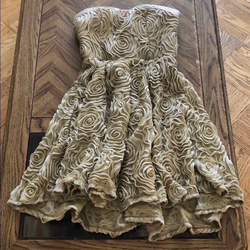Princess Vera Wang rosette strapless mini gown